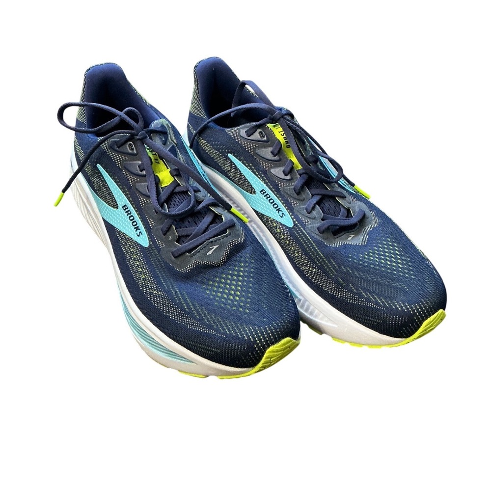 Brooks Ghost 17 Mens Running Shoes Navy Blue Lime Green Performance Sneakers 14D